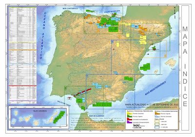 Ambientalistas e socialistas trabalham para que a Espanha não atinja independência energética Mapa das jazidas não-convencionais espanholas