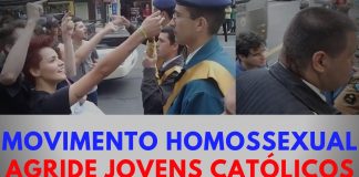 Movimento homossexual agride fisicamente os jovens católicos