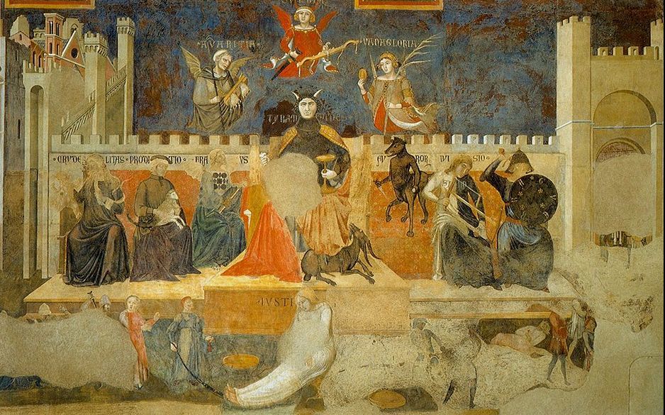 Corrupção na sociedade atual: haverá solução? Em 1337, os governantes de Siena (Itália) chamaram Ambrogio Lorenzetti, o maior pintor da escola de Siena, para criar um ciclo de afrescos para a prefeitura da cidade, na Sala dei Nove no Palazzo Pubblico. A alegoria do Bom e Mau Governo (acima) é a primeira verdadeira obra-prima da arte secular e uma das maiores pinturas do século XIV . É um afresco que cobre três das quatro paredes da sala. Pessoas de todo o mundo são atraídas por esta imagem, indo visitá-la naquela belíssima localidade da Toscana.