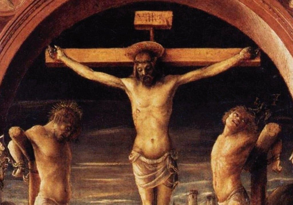 São Dimas — Modelo de amor à Justiça e à Misericórdia As Três Cruzes (detalhe) – Vincenzo Foppa (séc. XV). Museus Diocesano de Milão (Itália).