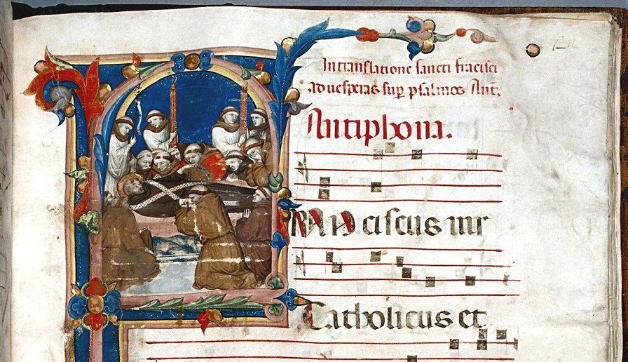 Função e simbolismo da música Antífona Franciscus. Morte de São Francisco de Assis. MS 1.