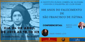 Convite conferência: Centenário do falecimento de São Francisco de Fátima – 04/04/2019