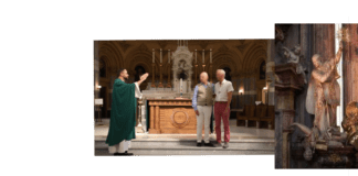 Jesuíta “abençoa” união sodomítica em frente ao altar. Nova Religião? Silêncio do Cardeal?