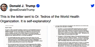 Carta de Trump ao Dr. Tedros (pingo nos “is”): OMS desvincular-se da China