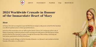 Cruzada Mundial de Orações pedindo a solução para a crise na Igreja