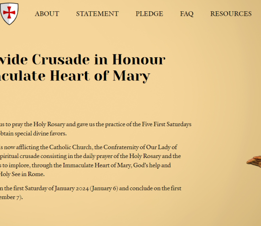 Cruzada Mundial de Orações pedindo a solução para a crise na Igreja